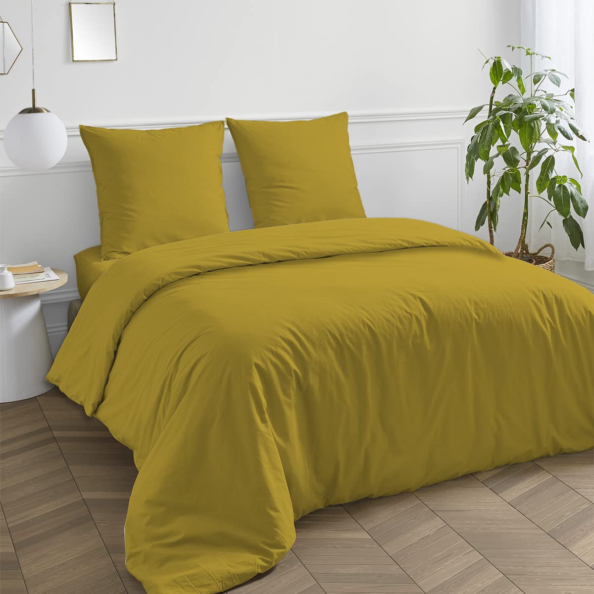 Levasseur Linge de lit Taie traversin 85x185cm jaune mimosa coton