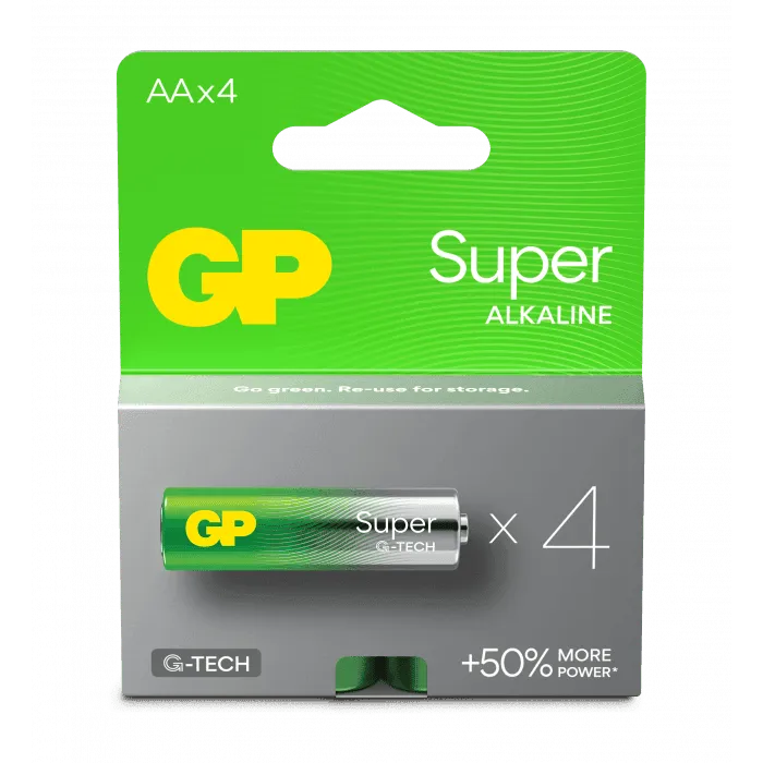 GP Super Alcaline 15A LR6 piles AA lot de 4 longue durée