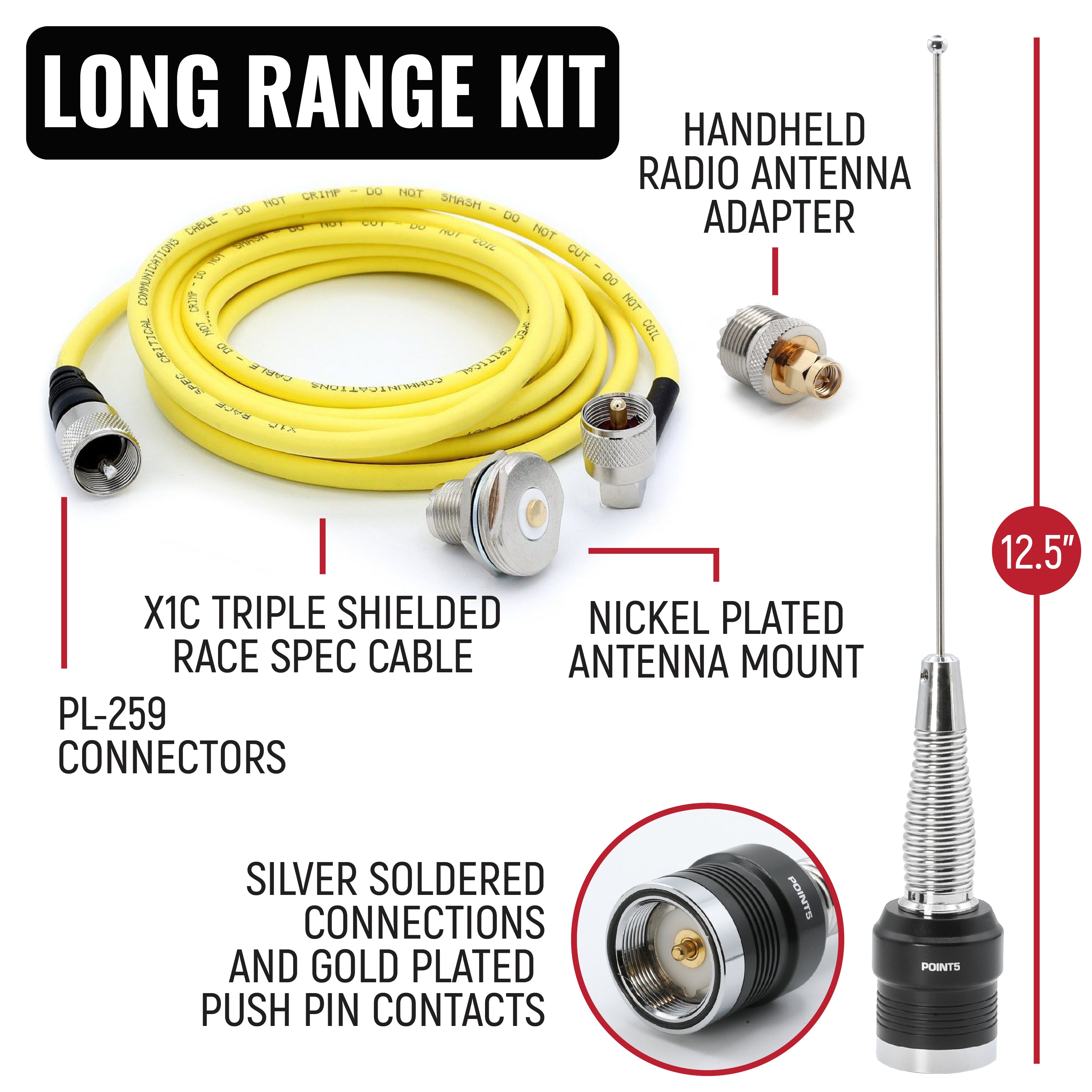 Rugged Air Intercoms Kit NASCAR RDH16 UHF kit pilote piste longue