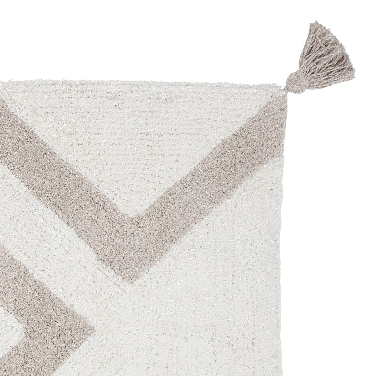 LEVASSEUR Pompons tapis de bain coton écru 60x120cm