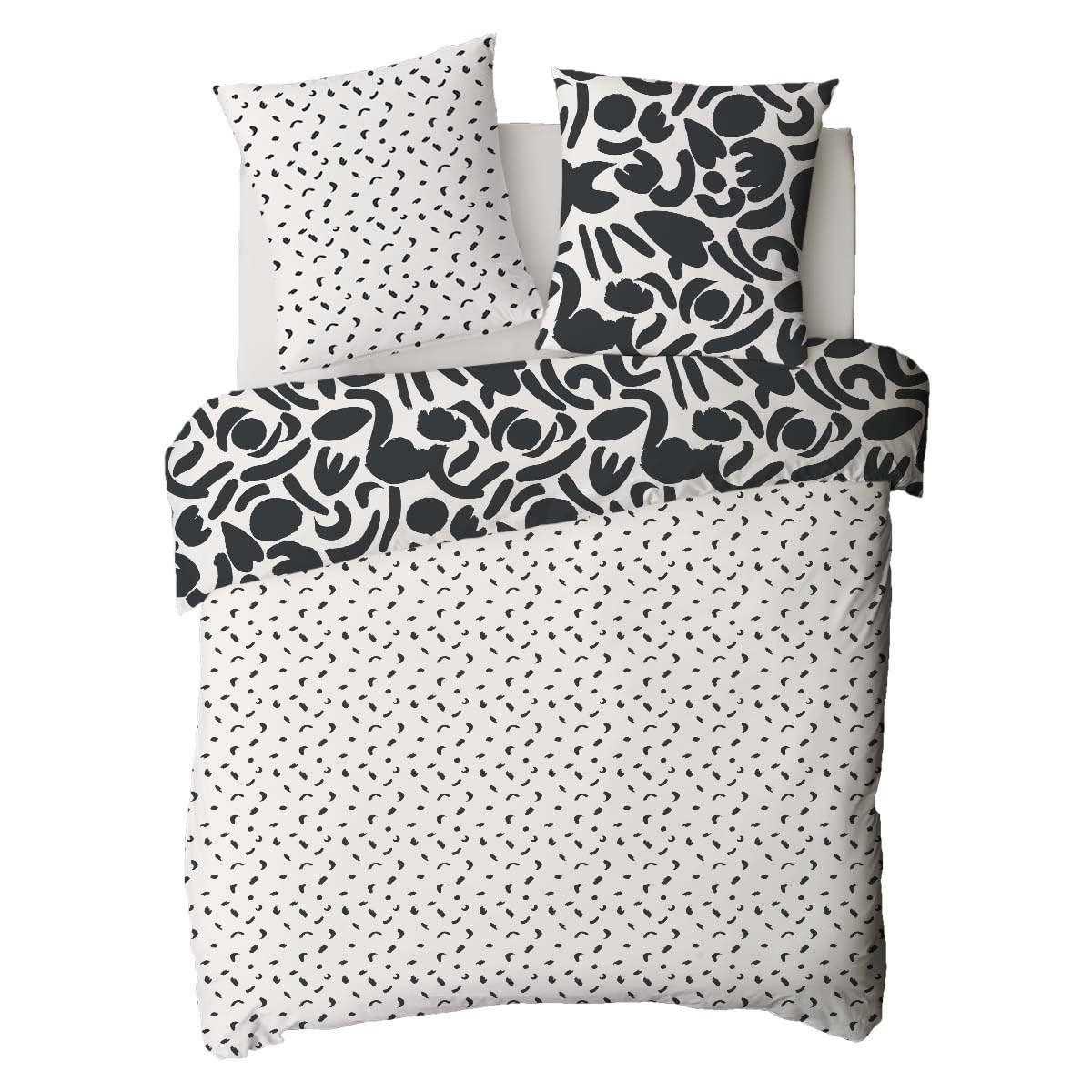 LEVASSEUR Linge de lit Maori parure coton 240x220 noir 57 fils