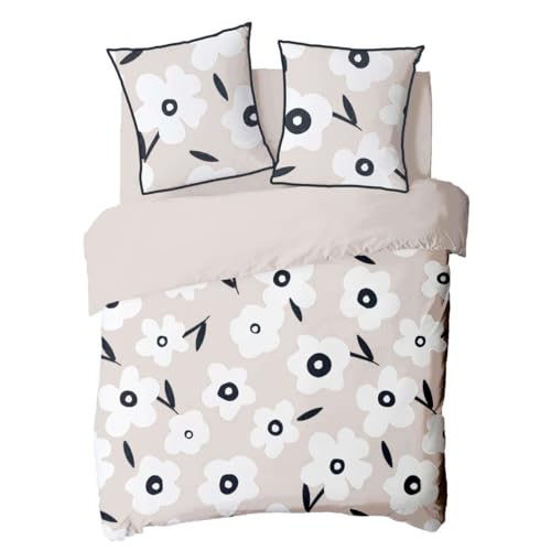 Levasseur Linge de lit Lena parure coton beige fleur 240x220
