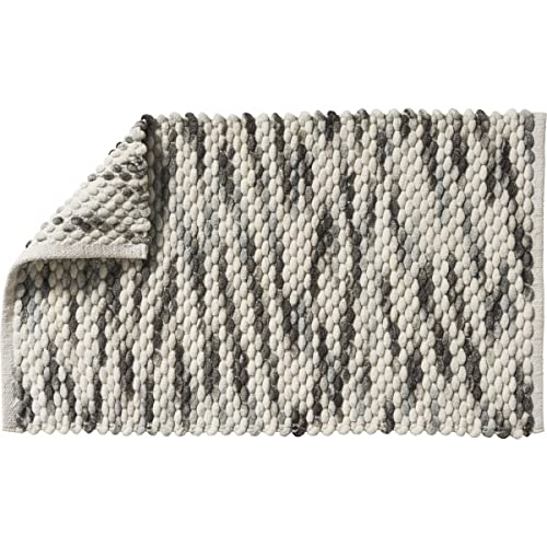 LEVASSEUR tapis de bain réversible gris blanc 50x80cm