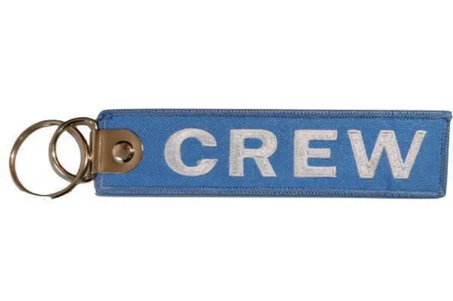 Porte-clés flamme Crew tissu bleu 11x3 cm