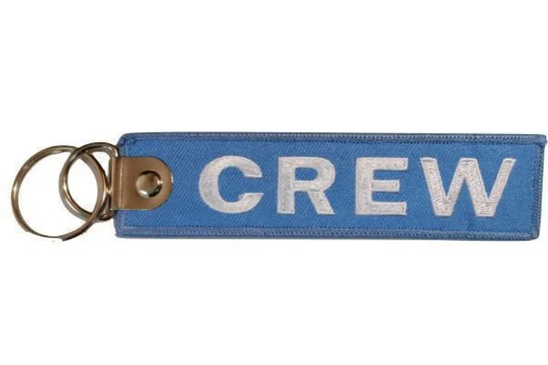 Porte-clés flamme Crew tissu bleu 11x3 cm
