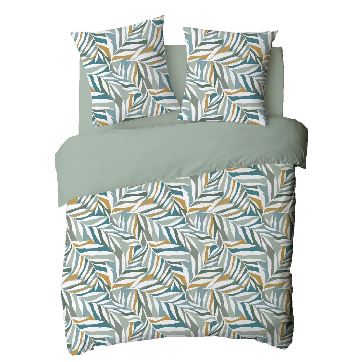 LEVASSEUR Linge de lit Leonce parure coton 260x240 vert 57 fils