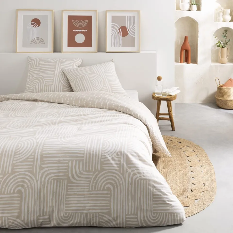 Levasseur Fado Arche parure de lit coton beige 240x220cm