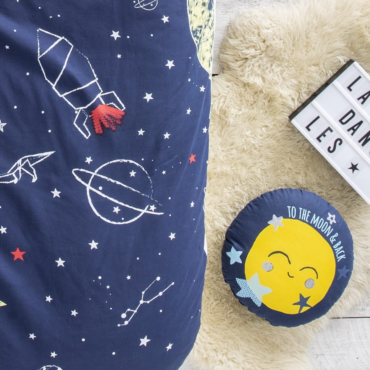 Future Home Kids Coussin Coton Moon Lune Bleu 35x35cm
