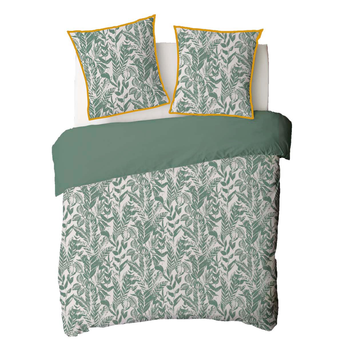Levasseur Linge de lit Mangrove parure coton vert 260x240