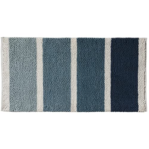 LEVASSEUR Salle de bain tapis de bain rayures bleu 60x120cm