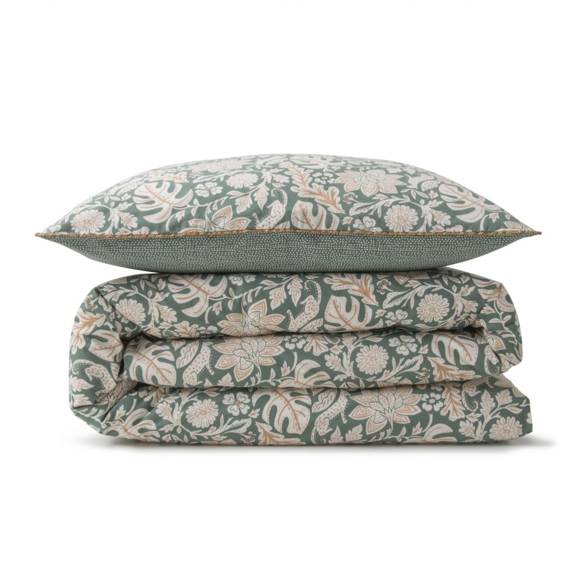 LEVASSEUR parure de lit coton vert 260x240cm floral