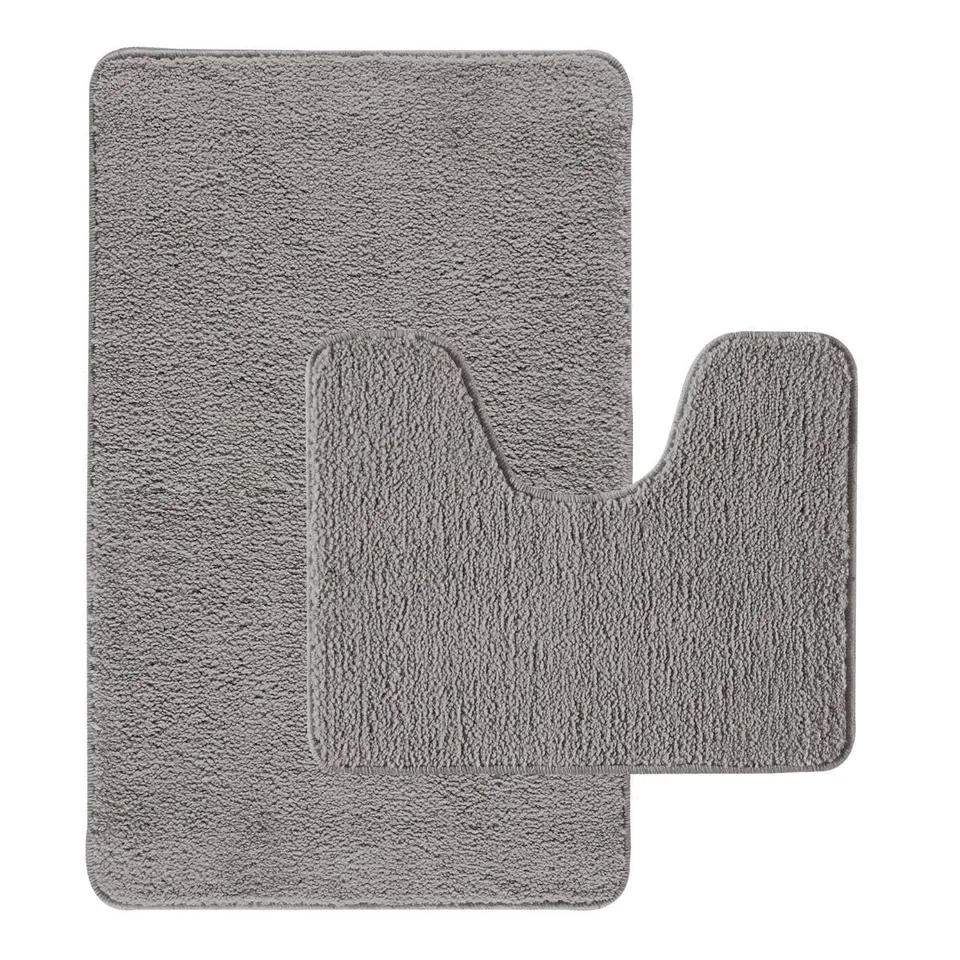 Levasseur Polynésie lot 2 tapis de bain gris 50x80 antidérapant