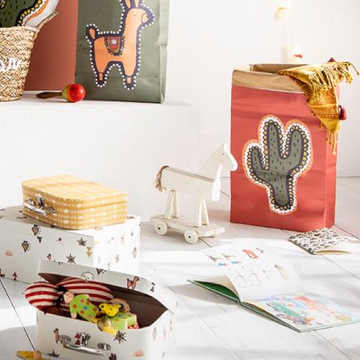Future Home Lalama Lot 3 Sacs Rangement Kraft Blanc Kaki Rose