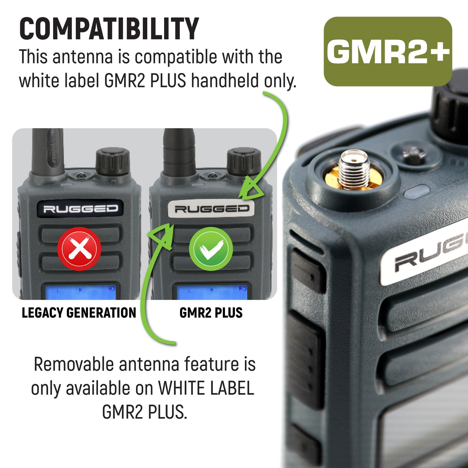 Rugged Air antenne magnétique GMRS GMR2 GMR5 BNC 17,5 pouces