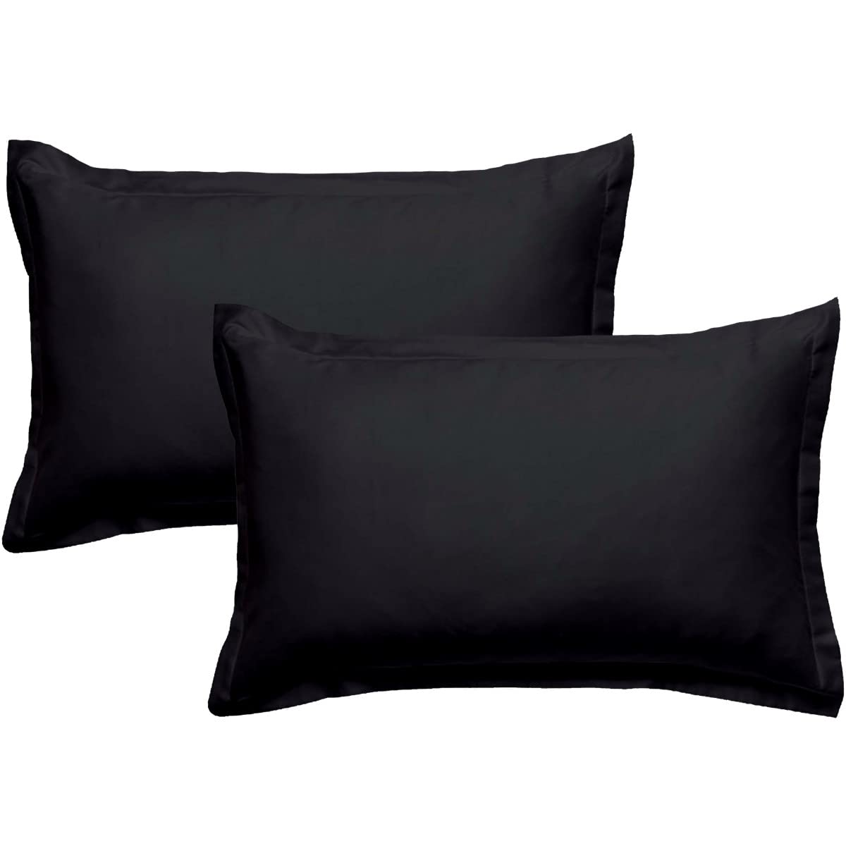 LEVASSEUR Linge de lit taie d’oreiller 50x70 noir lot 2 coton