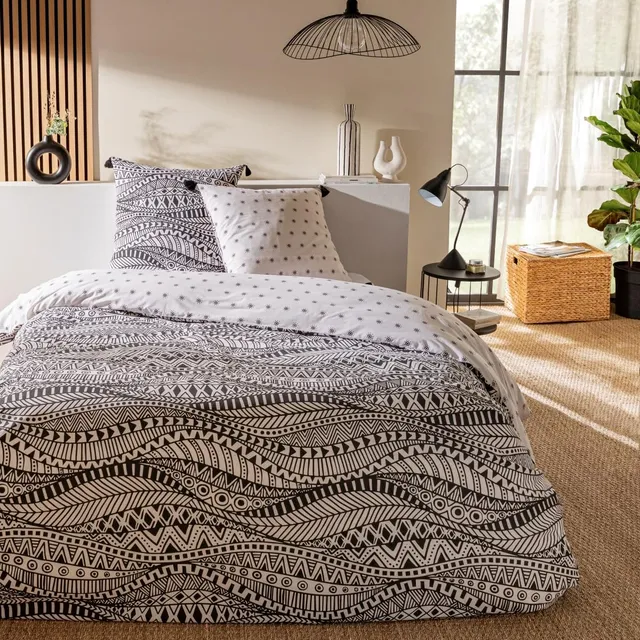 LEVASSEUR Ohana parure de lit coton blanc 260x240cm ethnique