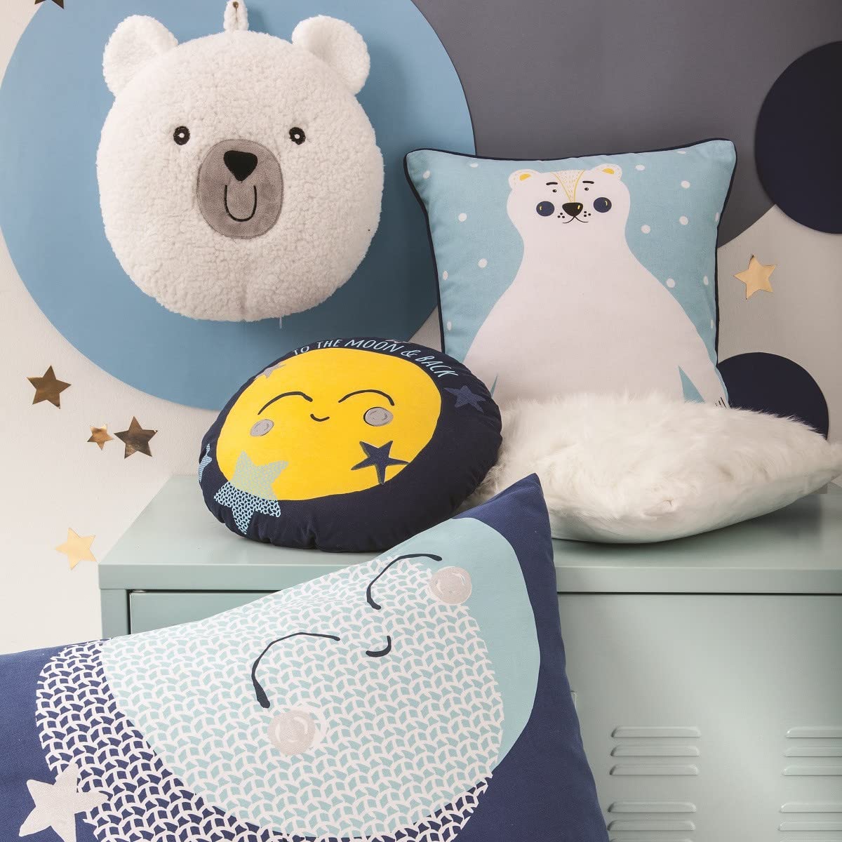 Levasseur Kids Coussin enfant Ours bleu 40x40cm coton