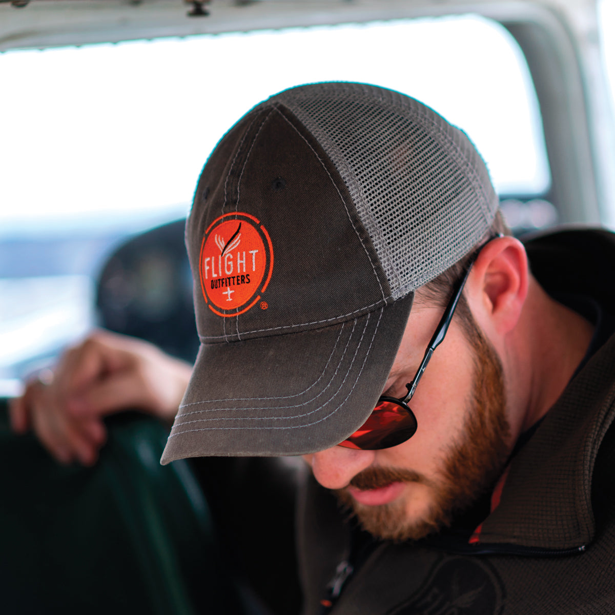 Flight Outfitters Trucker casquette pilote grise réglable