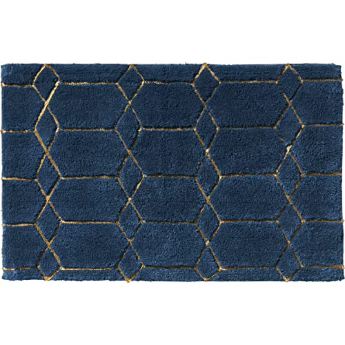 LEVASSEUR Tapis de Bain Coton Bleu Pétrole 50x80cm Tufté