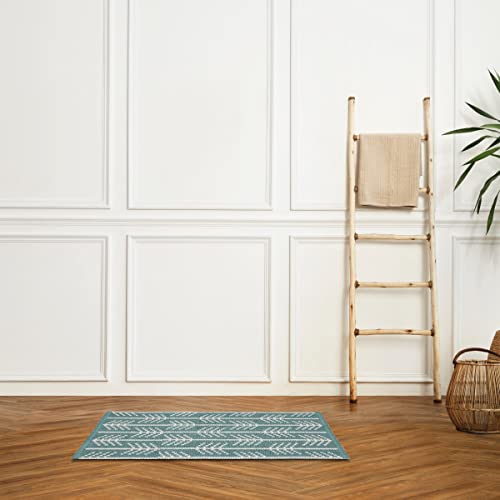 Levasseur tapis de bain coton tissé vert réversible 50x80cm
