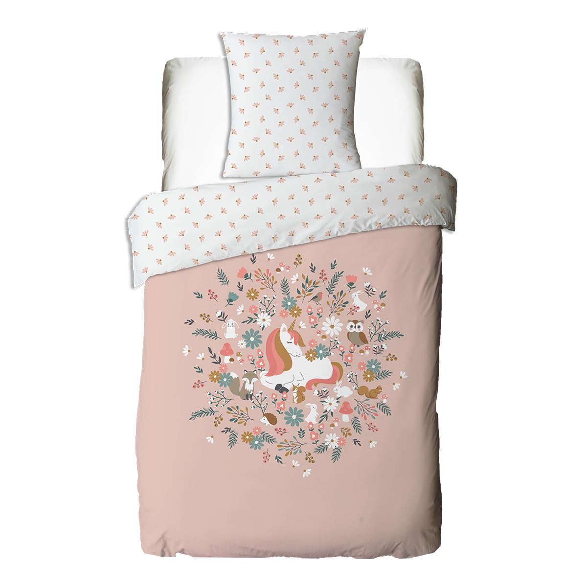Levasseur Kids Licorne parure lit enfant rose 140x200cm