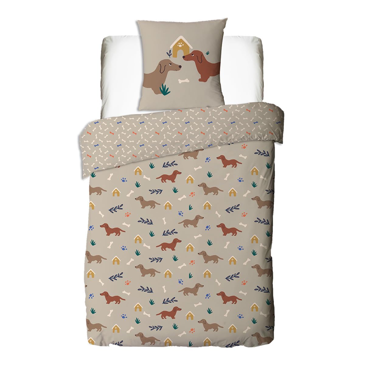 Future Home Kids Parure de lit 140x200 chien coton 2 pièces