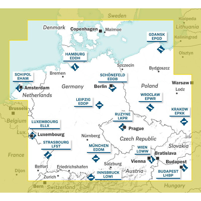 Editerra Air Million Europe Centrale carte 2026 1/1M