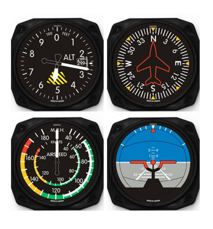 Tableau de bord sous-verres ronds lot de 4 instruments
