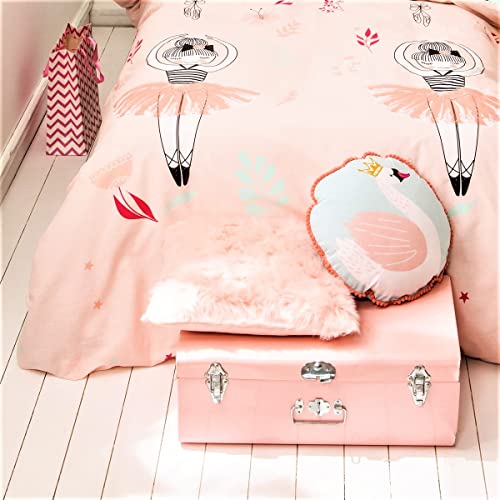 LEVASSEUR Kids coussin rond coton cygne bleu rose 35cm