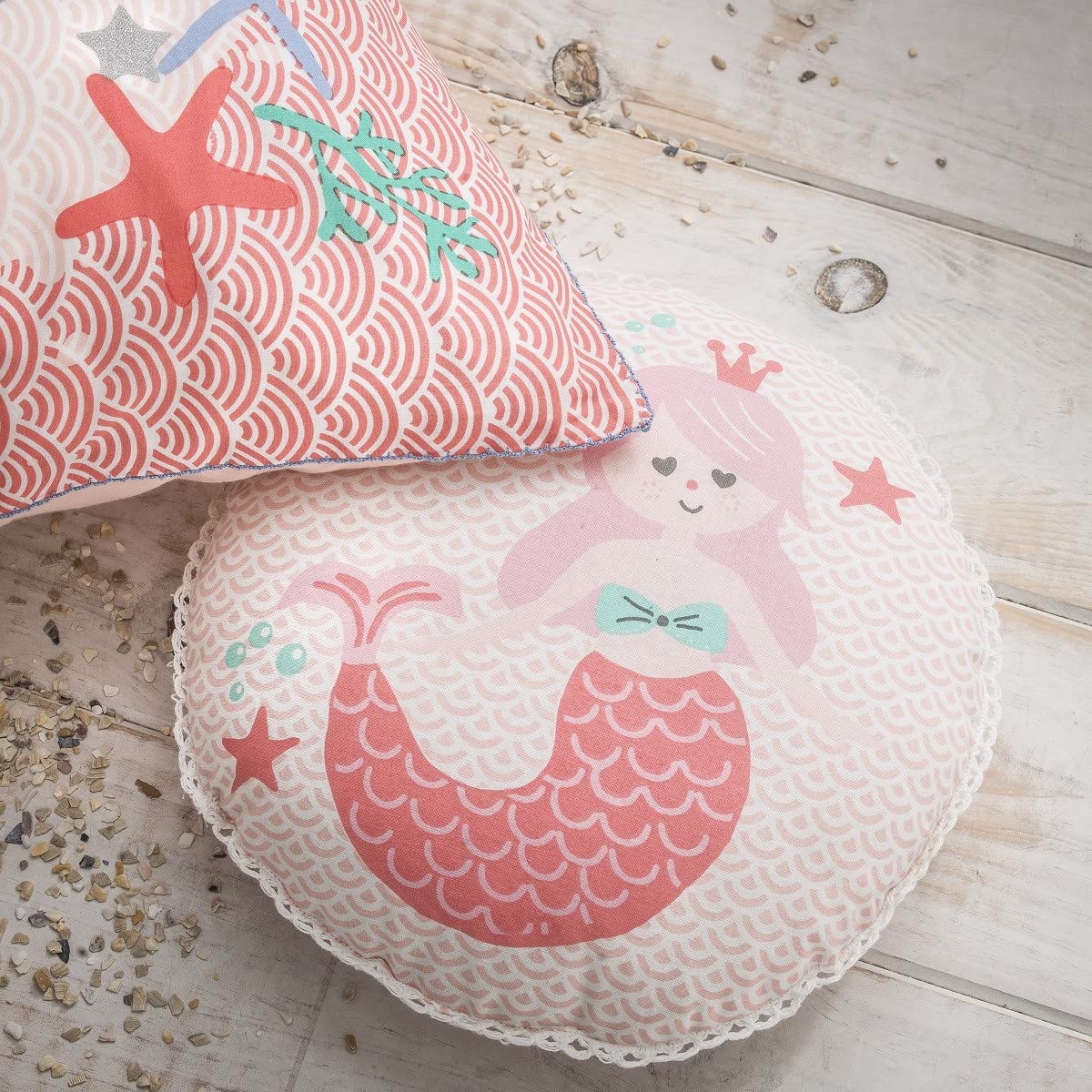 Levasseur Kids Coussin enfant Arielle sirène rose 30x30cm