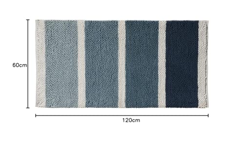 LEVASSEUR Salle de bain tapis de bain rayures bleu 60x120cm