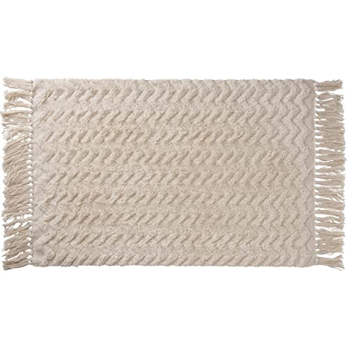 LEVASSEUR Salle de bain tapis de bain coton franges 50x80cm