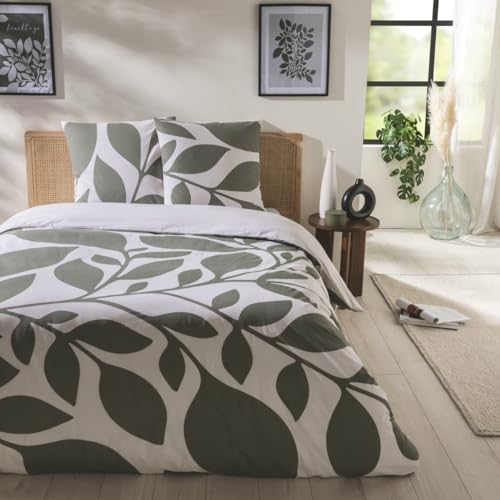 Levasseur Nais parure de lit vert 240x220cm coton réversible