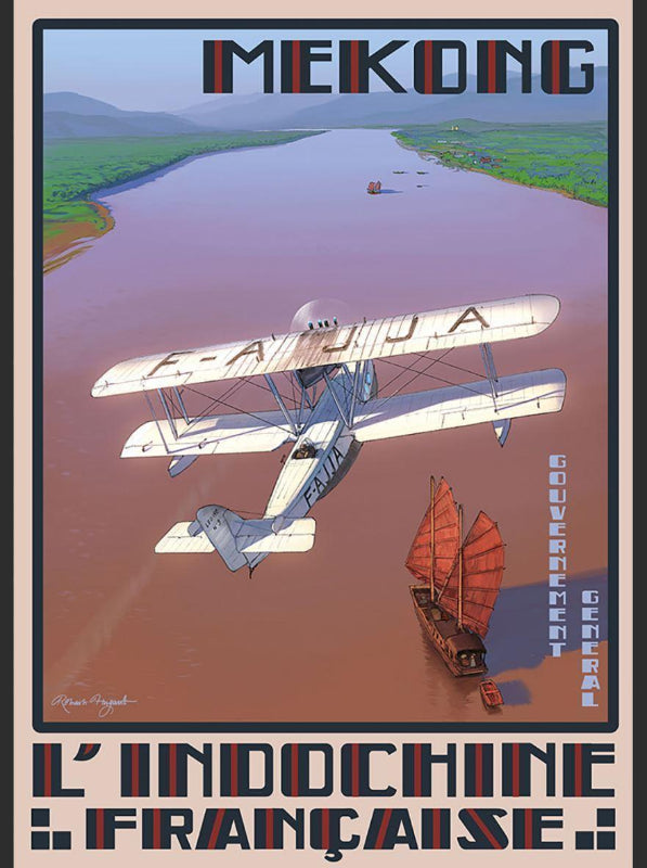 La Boutique du Pilote Mekong affiche 50x70 Romain Hugault
