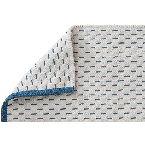 Levasseur Camino Tapis Coton 50x80 cm Pétrole Réversible