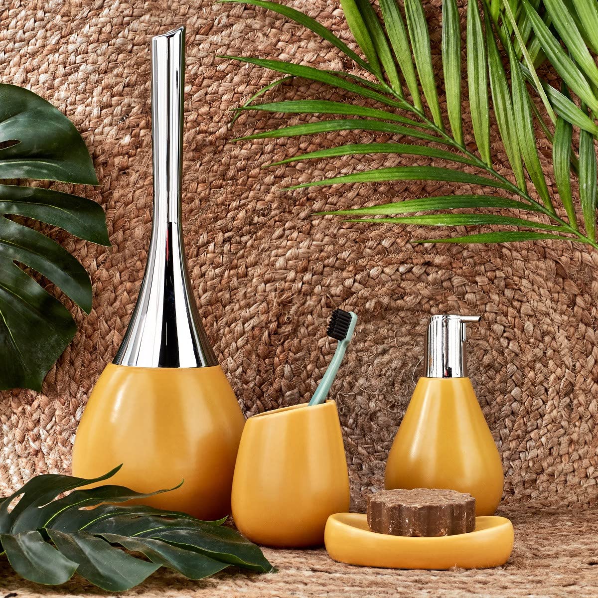 LEVASSEUR Goutte brosse WC porcelaine jaune avec pot