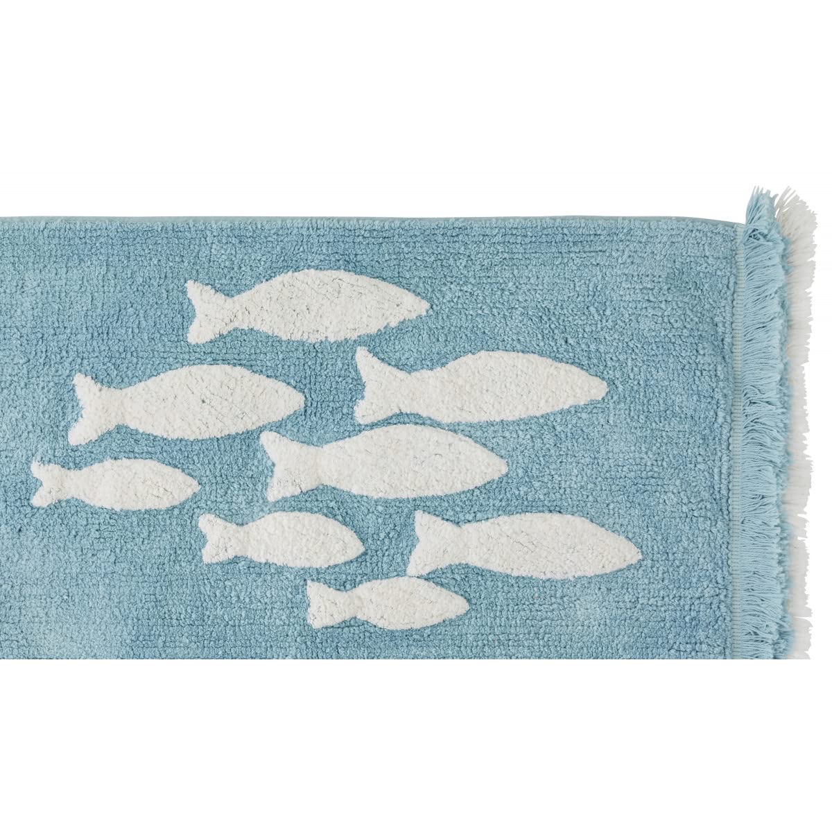 Levasseur Salle de bain tapis coton bleu 60x120 cm glacier