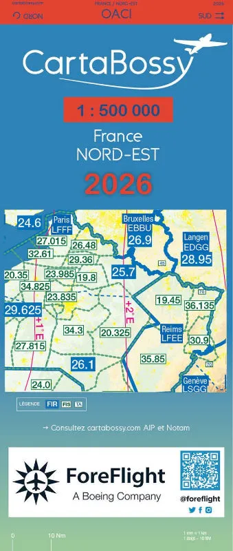 Carte France Nord-Est 2026 1/500000 CartaBossy VFR