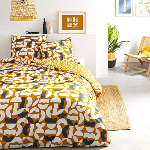 LEVASSEUR Fidji parure de lit coton jaune curry 240x220 cm