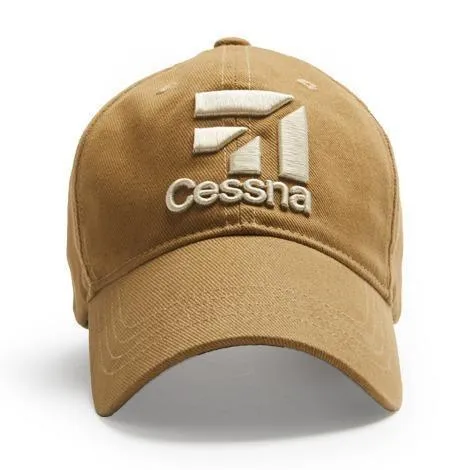 La Boutique du Pilote Cessna Tan casquette ocre logo brodé