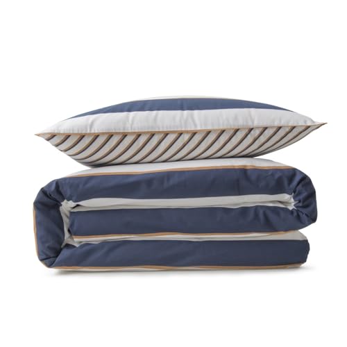 LEVASSEUR Nolwenn parure de lit coton bleu 260x240cm rayures