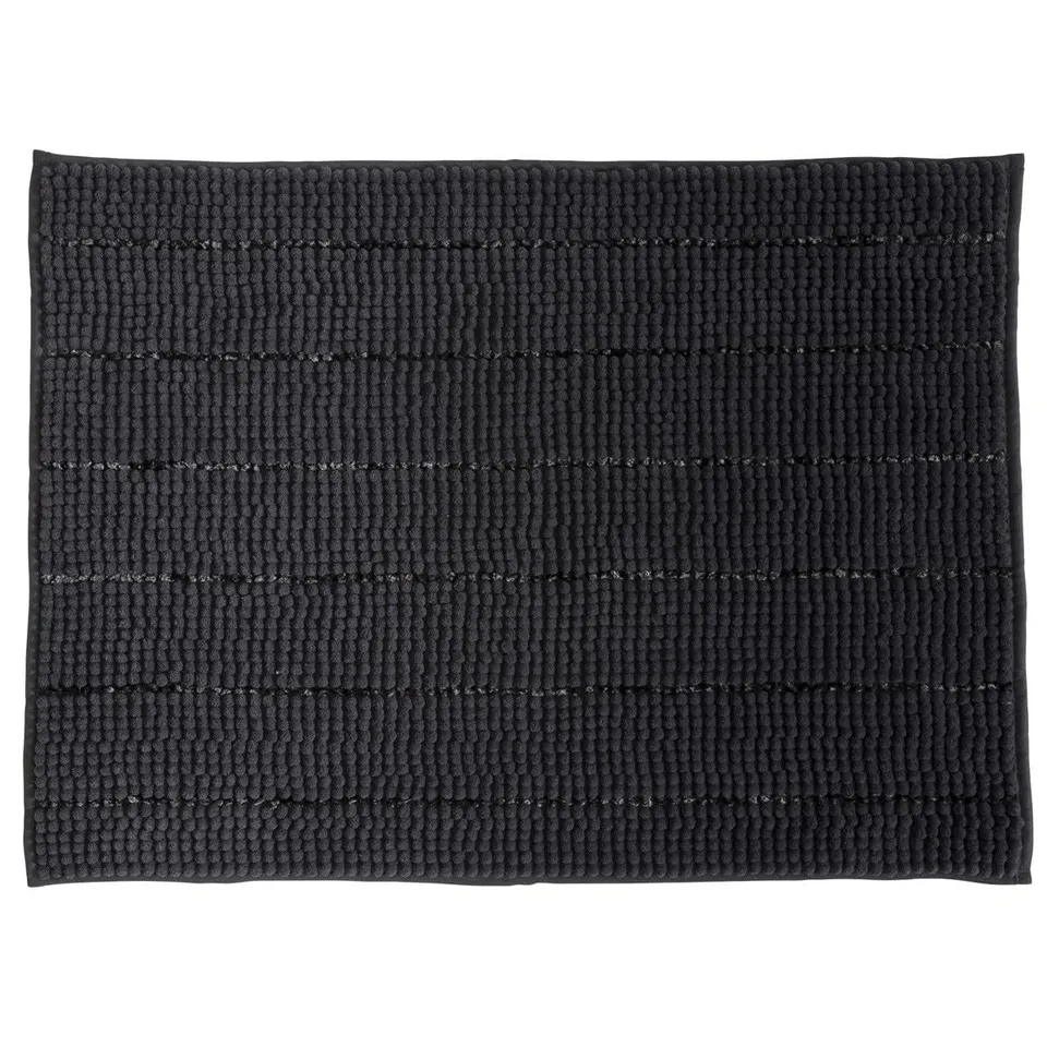 LEVASSEUR Stripy tapis de bain chenille anthracite 50x70cm