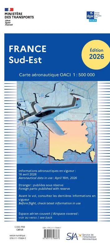 La Boutique du Pilote Carte OACI Sud/Est 2026 1/500 000 VFR