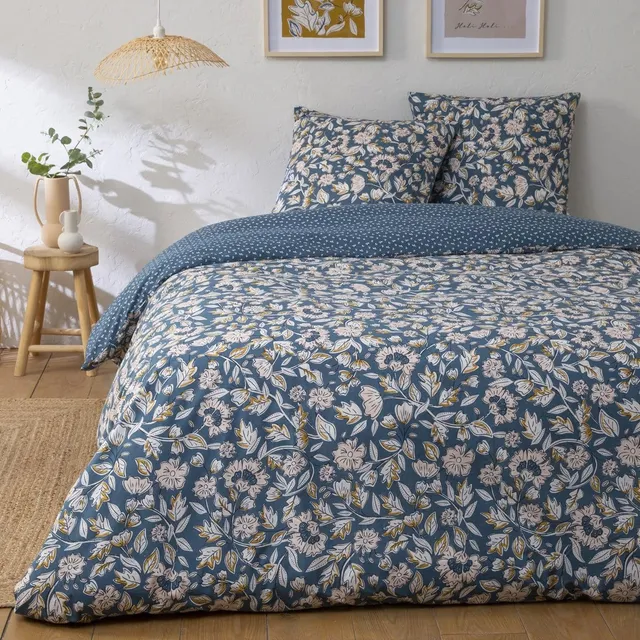 Levasseur Frida 260x240cm parure de lit percale coton bleu