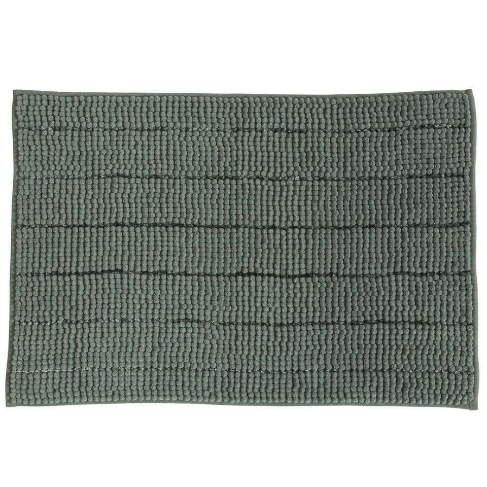 LEVASSEUR Stripy tapis de bain chenille sauge vert 50x70cm