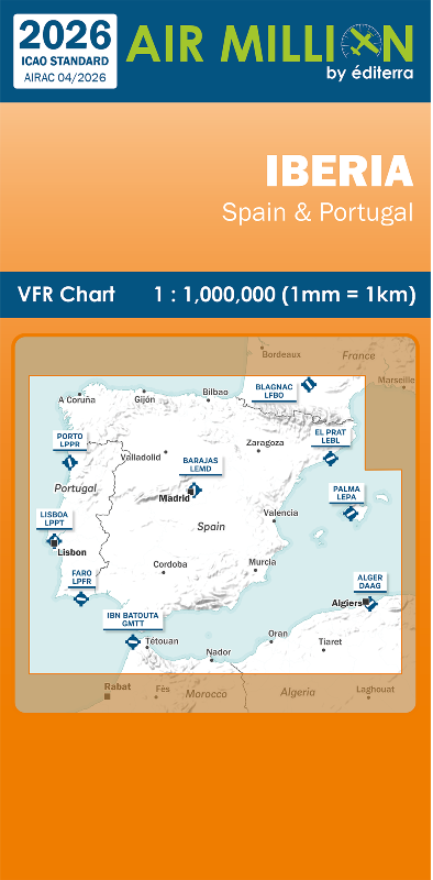 Editerra Carte Air Million Espagne Portugal 2026 1/1 000 000