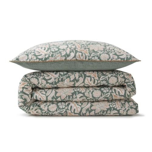 LEVASSEUR parure de lit coton vert 260x240cm floral