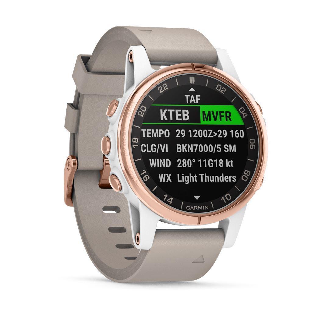 Garmin D2 Delta S montre aviateur GPS cuir beige 42 mm