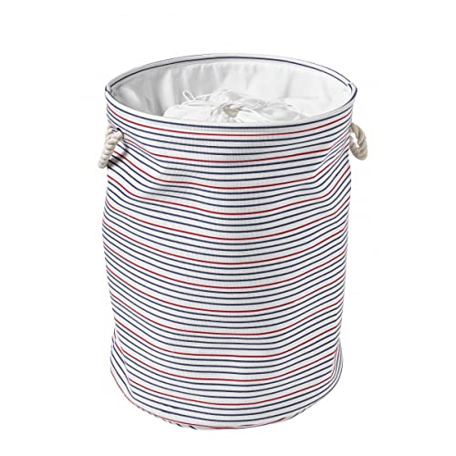 LEVASSEUR Salle de bain panier à linge pliable 60L rayé blanc