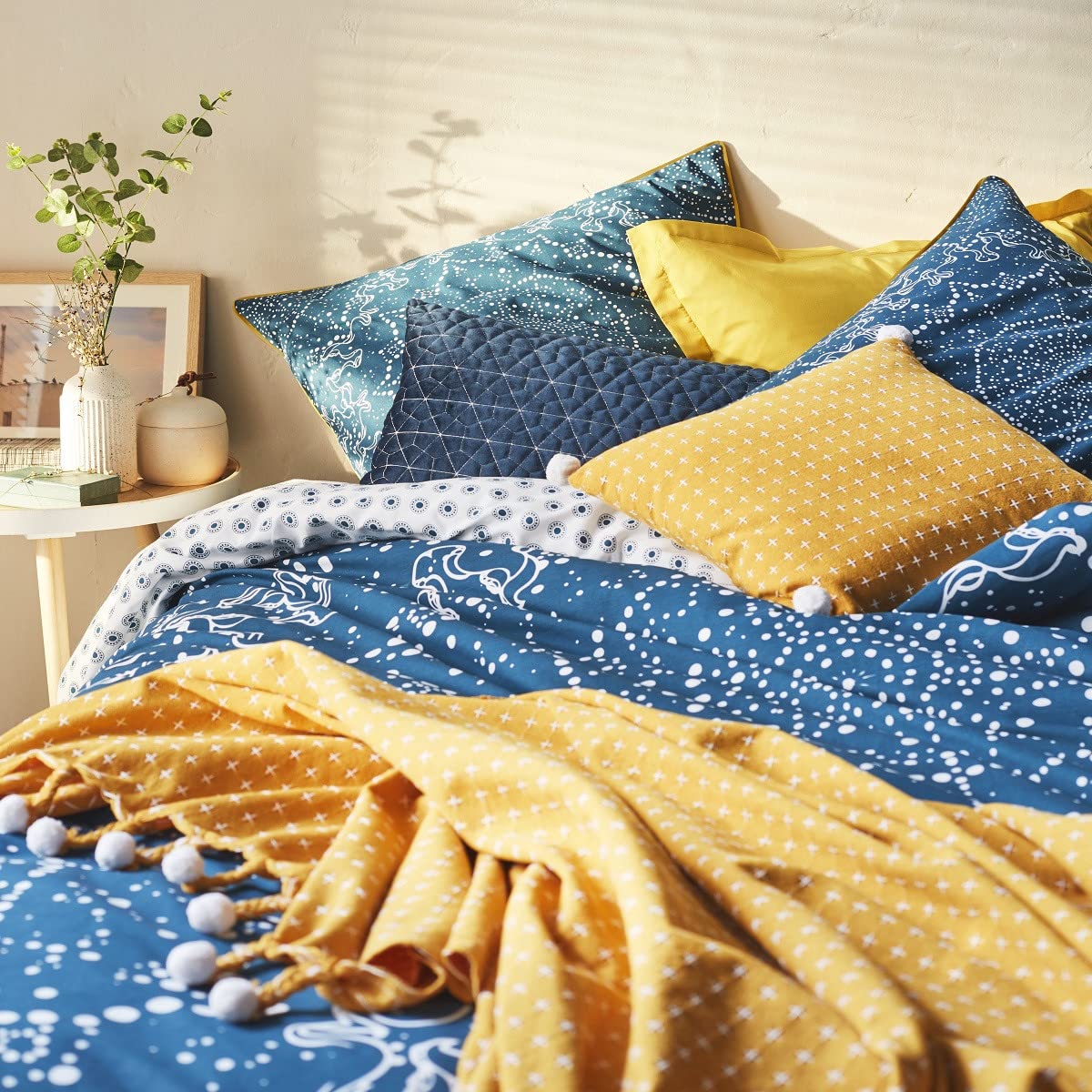 Future Home Divali Coussin Pompons Polycoton 40x40cm Curry